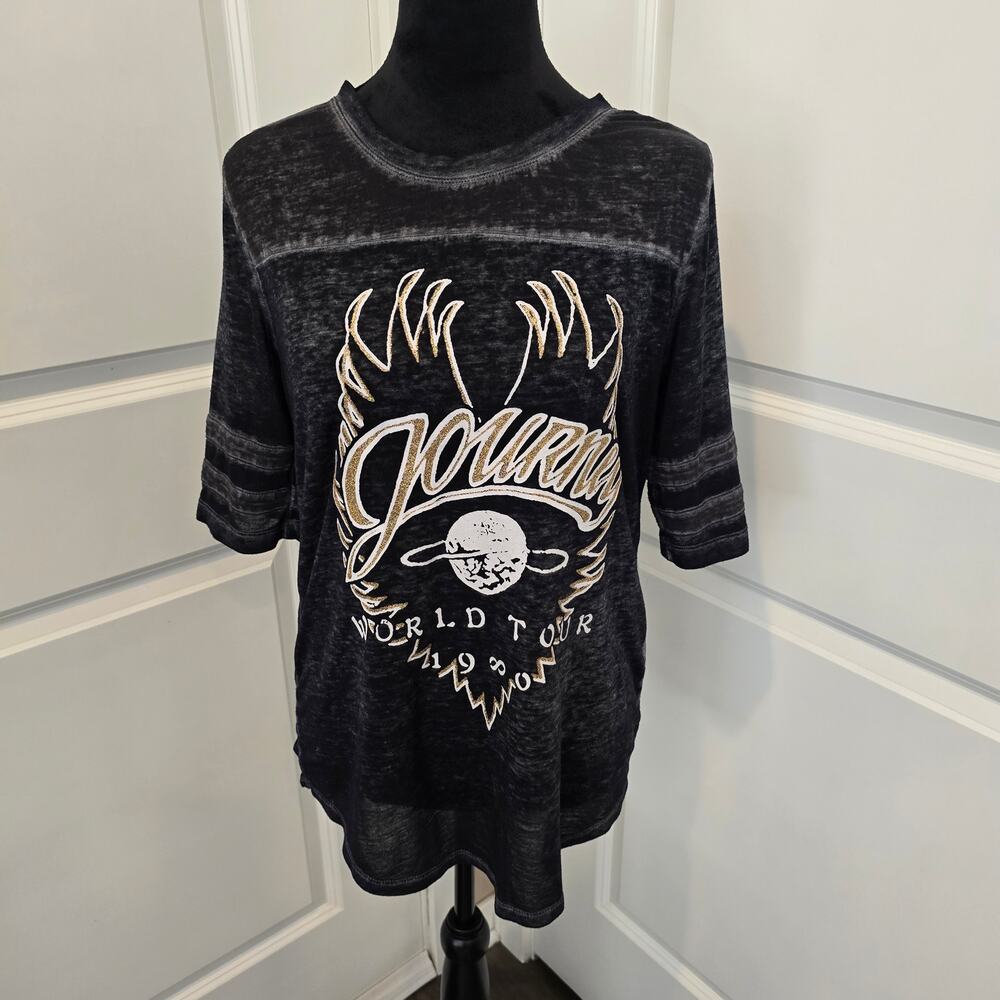 Women's Licensed Lucky Brand Black 1980 "Journey World Tour" Graphic Tee Size S